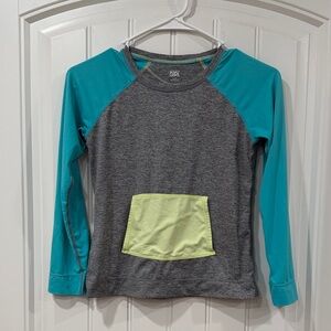 EUC Athleta Gray Active Shirt with Teal and Green Accents